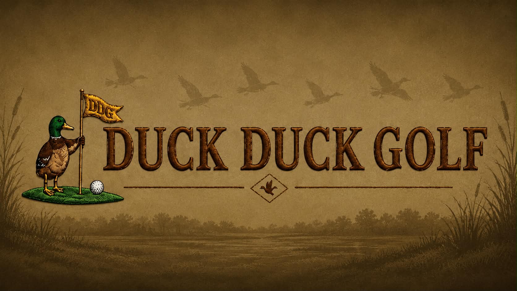 Duck Duck Golf wordmark with mallard and DDG flag